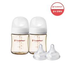 더블하트 모유실감 3세대 PPSU 베이직 트윈팩 160ml+젖꼭지(2입), 제뉴인화이트, 3세대 젖꼭지S, 2개