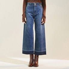 률앤와이 여성용 하이웨이스트 와이드 데님 팬츠
