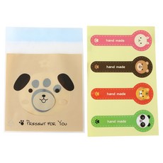 황씨네도시락 접착 애니멀 봉투 강아지 30p + 애니멀 롤리팝 스티커 30p, 1세트