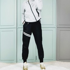 제니유 여성용 베러 사선 두줄 면 스판 배색 밴딩 조거 팬츠 리뷰후기