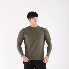 허그본 남성용 머슬핏 스몰 로고 긴팔 티셔츠 무지 라인