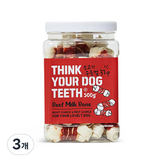 인기상품  강아지간식 후기_THINK YOUR DOG TEETH 우유껌 본 건조간식 32p 500g, 소고기맛, 3개