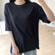 이지스튜디오 여성용 찰랑찰랑 트임 오버핏 반팔 티셔츠 리뷰후기