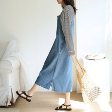 마이시즌 여성 조이 데님 뷔스티에 멜빵 원피스 리뷰후기