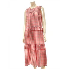 올리비아로렌 면 체크 밑단 프릴 나시 원피스 리뷰후기