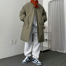 남자 겨울 개파카 보온성 좋은 오버핏 롱 야상 패딩 점퍼