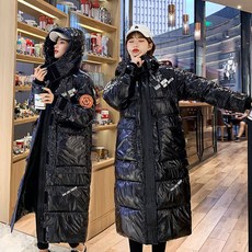 chunkeer 여성용 200킬로그램 이상 롱 기장 대형 다운 자켓 반짝이면서 큰 사이즈 다운 자켓 88호 Cjx11BL