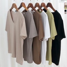 티데일리 여성용 초크초크 V넥 루즈핏 스판 레이온 반팔 티셔츠