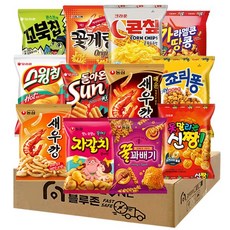 농심 오리온 크라운 봉지과자 12종 A(새우깡+새우깡매운+자갈치+꿀꽈배기+돌아온썬+스윙칩+꼬북칩+꽃게랑+콘칲+신짱+죠리퐁+카라멜콘땅콩) 1세트