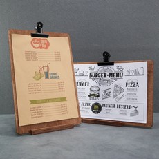 껀스 uns34 2세트 테이블 A4우드클립보드 메뉴판 받침대 종이