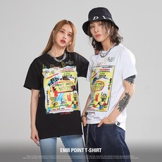 무니크영 자수 포인트 브랜드 오버핏 반팔티셔츠 빅사이즈 남자 여자 커플 BTP0515 리뷰후기
