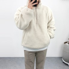 엠클로 남자 오버핏 양털 뽀글이 기모 무지 아노락 헤비 맨투맨 티셔츠 남여공용 4컬러