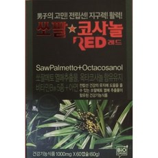 [TV홈쇼핑 인포벨]남자 전립선 건강 NEW 쏘팔코사놀 1000mg 2개월 레드 이용식 남진 쏘팔메토, 60정, 1개