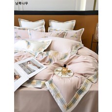 럭셔리 프린세스 공단 140수 롱 면 4종 세트 100 면 순면 느낌의 라운드 침대 시트 침구 4