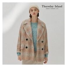 써스데이아일랜드 [Thursday Island] 체크 오버핏 반코트 (T218MCT237W)