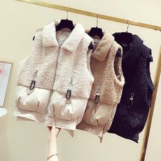 HAPPY 뽀글이 조끼 민소매 자켓 인조 양털 후리스 털 베스트 여성의류 웰론패딩