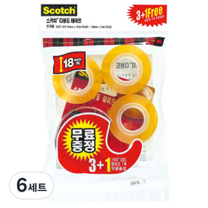 스카치 다용도 셀로판 테이프 디스펜서 + 리필 4롤 18mm, 6세트
