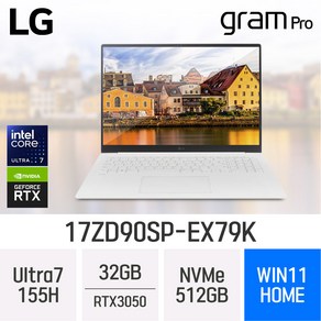 [코어 울트라7 탑재] LG전자 2024 그램 프로17 17ZD90SP-EX79K - 최신형 고성능 초경량 노트북, WIN11 Home, 32GB, 512GB, White