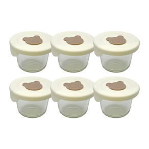 감성리빙 곰돌이 이유식 용기 6P, 6개, 아이보리, 280ml