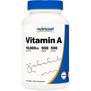 nutricost 無麩質維生素A保健膠囊 10000IU, 500顆, 1罐