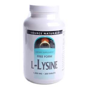 SOURCE NATURALS L-離胺酸補充錠 1000mg, 1罐, 200顆