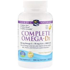 NORDIC NATURALS Omega-3檸檬軟膠囊 無麩質 1000mg, 1瓶, 120顆