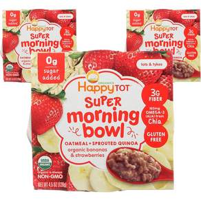 HAPPY TOT Super Morning Bowl 燕麥發芽藜麥即食品, 128g, 3盒