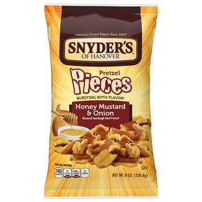 Snyder's 椒鹽脆餅片 蜂蜜芥末洋蔥口味, 1袋, 226.8g