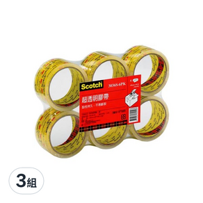 3M Scotch OPP超透明封箱膠帶 3036S-6PK 48mm*40Y, 3組