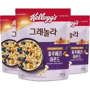 Kellogg's 家樂氏 格蘭諾拉穀物麥片 藍莓口味, 450g, 3包