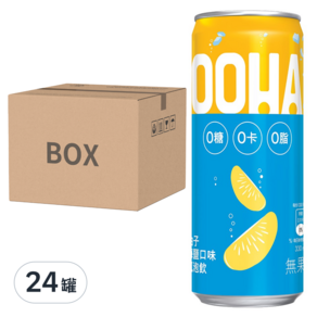 OOHA 氣泡飲 柚子海鹽口味 零糖零卡零, 330ml, 24罐