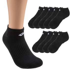 LOTTO 男款雙層氣墊運動短襪 10雙, 黑色