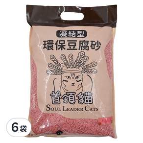 SOUL LEADER CATS 首領貓 環保豆腐砂條狀 凝結型, 水蜜桃, 7L, 6包