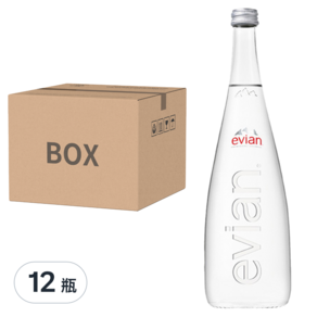 evian 天然礦泉水 玻璃瓶, 750ml, 12瓶