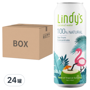 Lindy's 100%原味椰子水, 310ml, 24罐