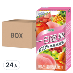 波蜜 一日蔬果 100%水蜜桃蘋果蔬果汁, 160ml, 24入