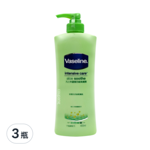 Vaseline 凡士林 蘆薈舒緩潤膚露, 400ml, 3瓶