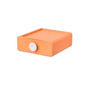 FAmILyLIFE 生活 撞色系抽屜式桌上型收納盒 YG-073 21 x 20 x 8cm, 豔陽橘, 1個