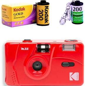 KODAK 柯達 M35相機+底片 Kodak Gold 200 36張+膠卷鑰匙圈 隨機出貨, 1套, M35(烈焰紅)