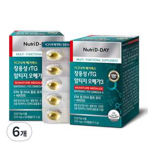 NutriD-Day rTG型Omega-3魚油腸溶性膠囊 31.2g, 60顆, 6盒