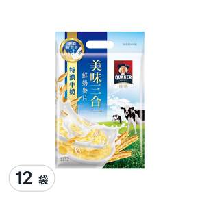 QUAKER 桂格 特濃牛奶3合1麥片 10包入, 280g, 12袋