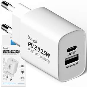 石家莊25W PD3.0 PPS 2口多超級快速充電器, 白色, 1個