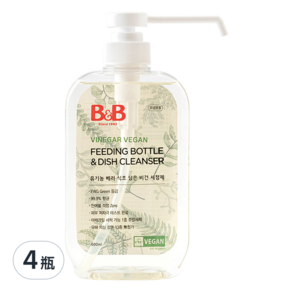 B&B 奶瓶餐盤洗潔精, 600ml, 4瓶