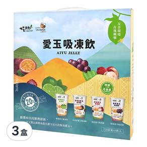 吃果籽 愛玉吸凍飲禮盒 檸檬3入 + 百香果3入, 1320g, 3盒