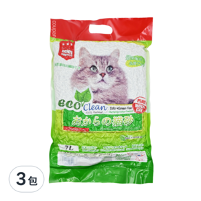 ECO Clean 豆腐貓砂, 綠茶, 7L, 3包