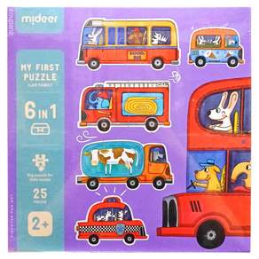 mideer 寶寶的第一款拼圖 六合一拼圖 2歲以上, 汽車, 25片, 1盒