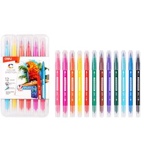 deLi 彩色毛筆 12色+收納盒組 EC151, 1組, 混色