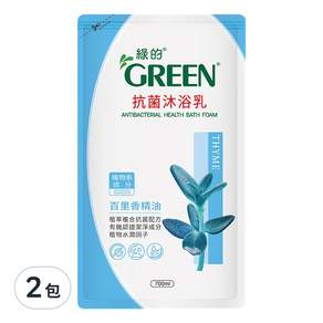 GREEN 綠的 抗菌沐浴乳補充包 百里香精油, 700ml, 2包