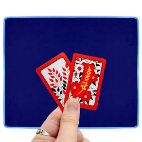 House Of Seoha Golden Toad Basic Hanafuda + Velvet Play Mat Set, 紅色(牌)+深藍色(墊子)