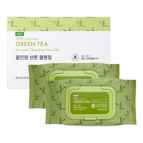 TONYMOLY 水潤綠茶免洗潔面濕紙巾, 100張, 2包